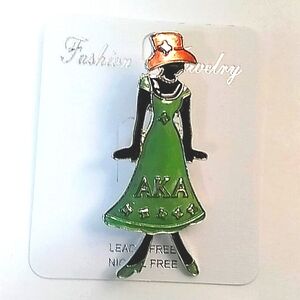 AKA Sorority Pink Hat Lady Brooch